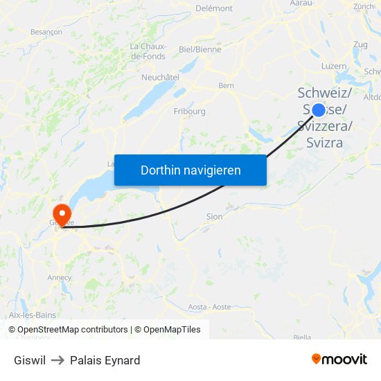 Giswil to Palais Eynard map