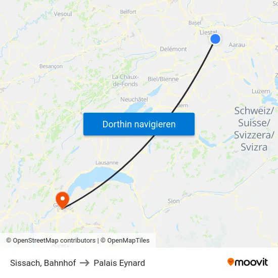 Sissach, Bahnhof to Palais Eynard map