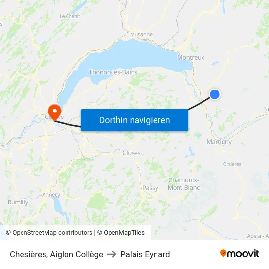 Chesières, Aiglon Collège to Palais Eynard map