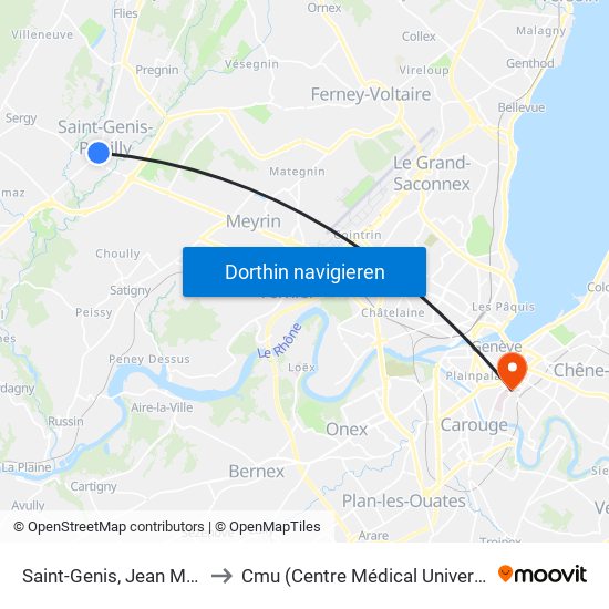 Saint-Genis, Jean Monnet to Cmu (Centre Médical Universitaire) map