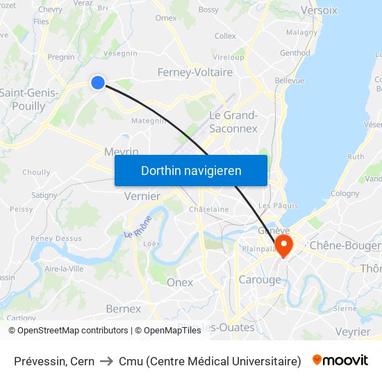 Prévessin, Cern to Cmu (Centre Médical Universitaire) map