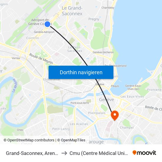 Grand-Saconnex, Arena-Halle 7 to Cmu (Centre Médical Universitaire) map