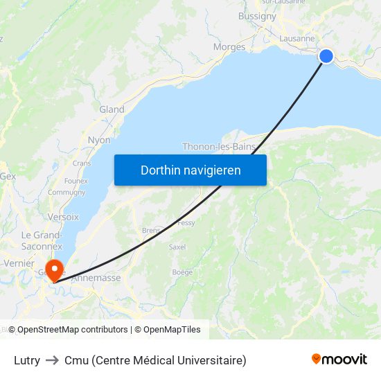 Lutry to Cmu (Centre Médical Universitaire) map