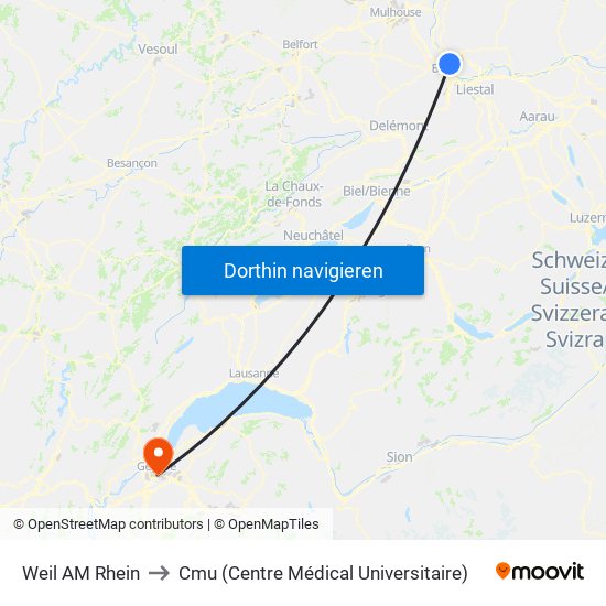 Weil AM Rhein to Cmu (Centre Médical Universitaire) map