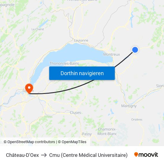 Château-D'Oex to Cmu (Centre Médical Universitaire) map