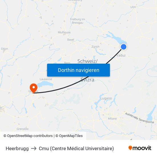 Heerbrugg to Cmu (Centre Médical Universitaire) map