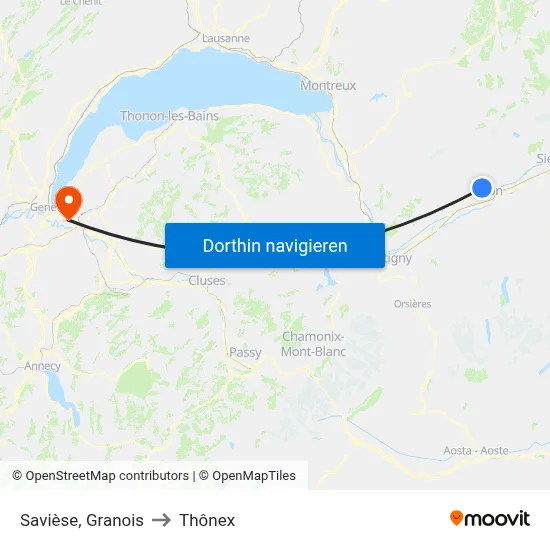 Savièse, Granois to Thônex map
