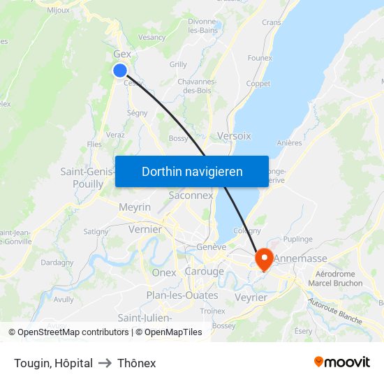 Tougin, Hôpital to Thônex map