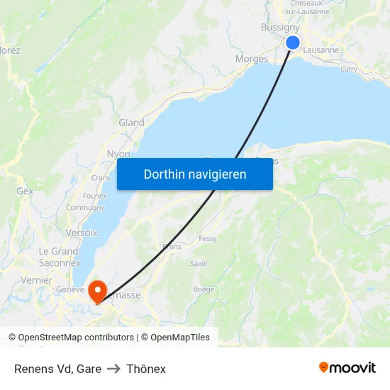 Renens Vd, Gare to Thônex map