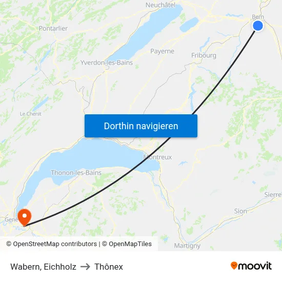 Wabern, Eichholz to Thônex map