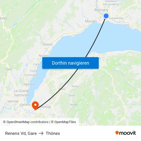 Renens Vd, Gare to Thônex map