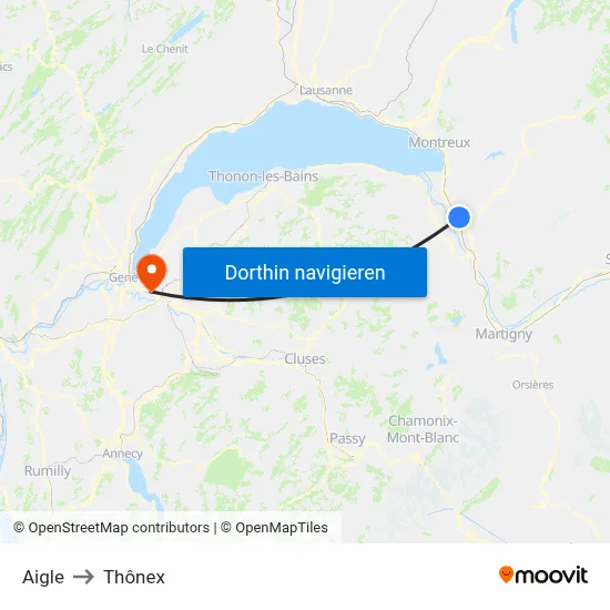 Aigle to Thônex map