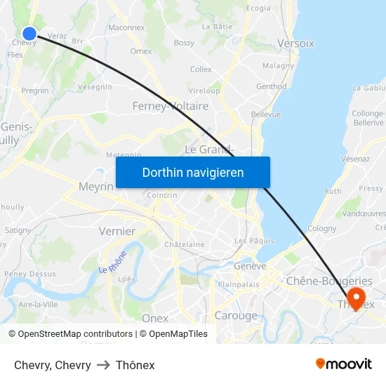 Chevry, Chevry to Thônex map
