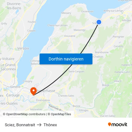 Sciez, Bonnatrait to Thônex map