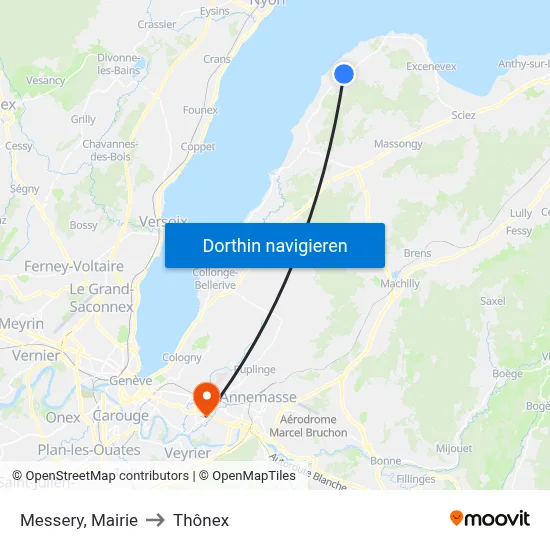Messery, Mairie to Thônex map