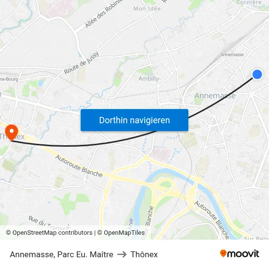 Annemasse, Parc Eu. Maître to Thônex map