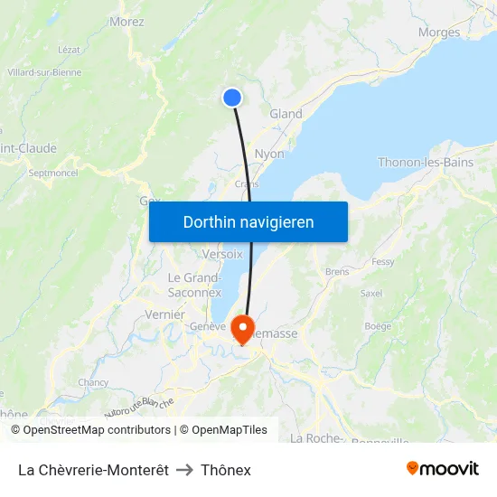La Chèvrerie-Monterêt to Thônex map