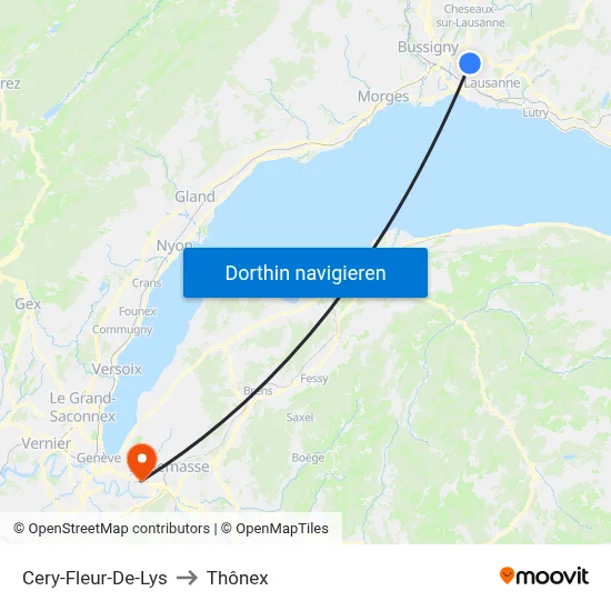 Cery-Fleur-De-Lys to Thônex map