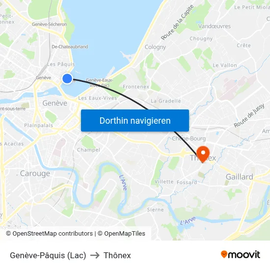 Genève-Pâquis (Lac) to Thônex map