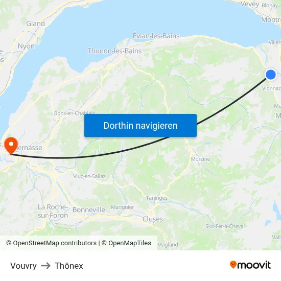 Vouvry to Thônex map