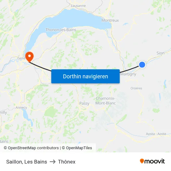 Saillon, Les Bains to Thônex map