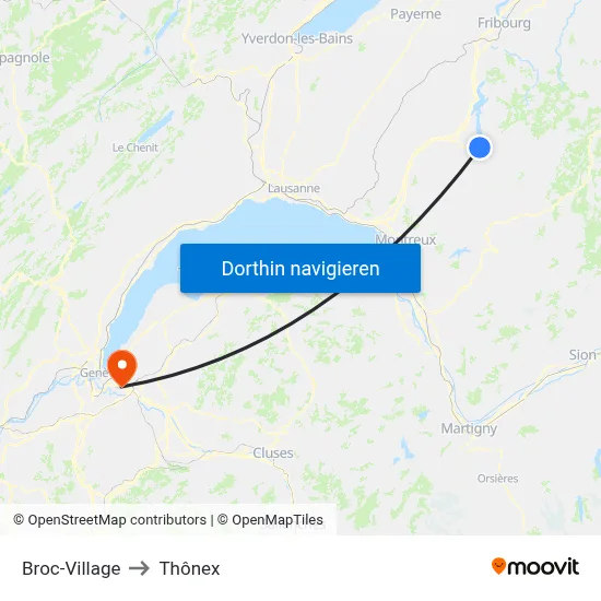 Broc-Village to Thônex map
