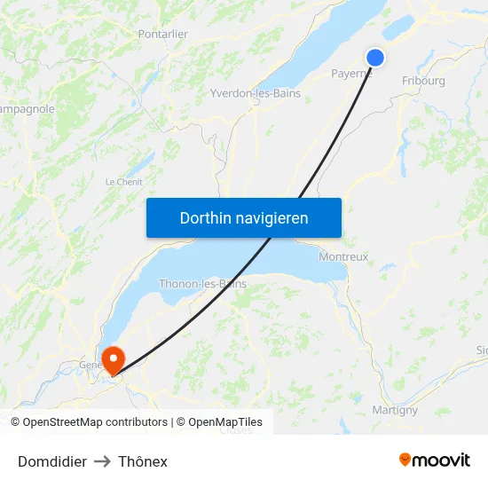 Domdidier to Thônex map