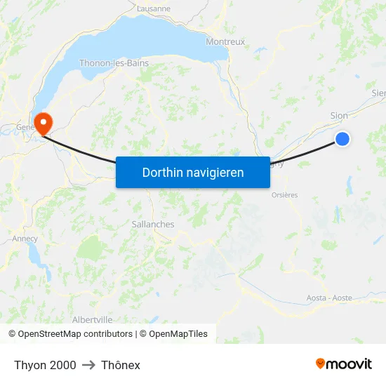 Thyon 2000 to Thônex map
