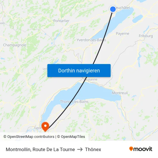 Montmollin, Route De La Tourne to Thônex map