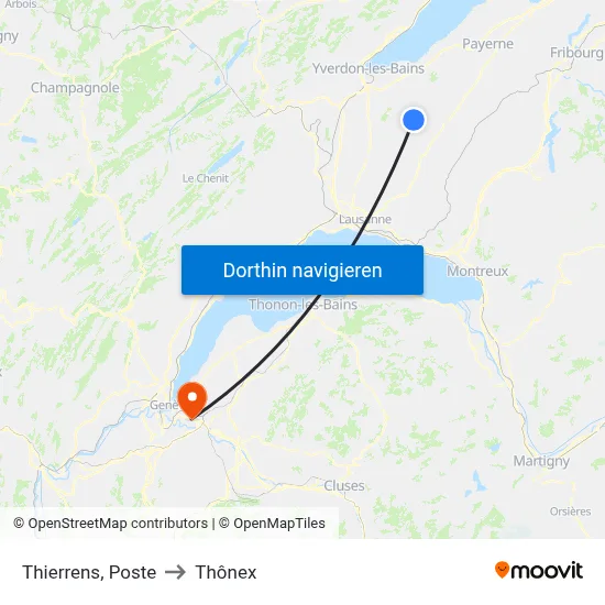Thierrens, Poste to Thônex map