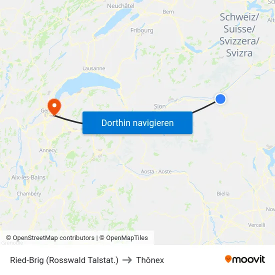 Ried-Brig (Rosswald Talstat.) to Thônex map