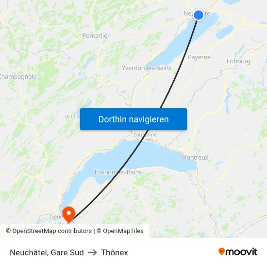 Neuchâtel, Gare Sud to Thônex map
