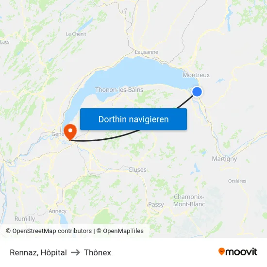 Rennaz, Hôpital to Thônex map