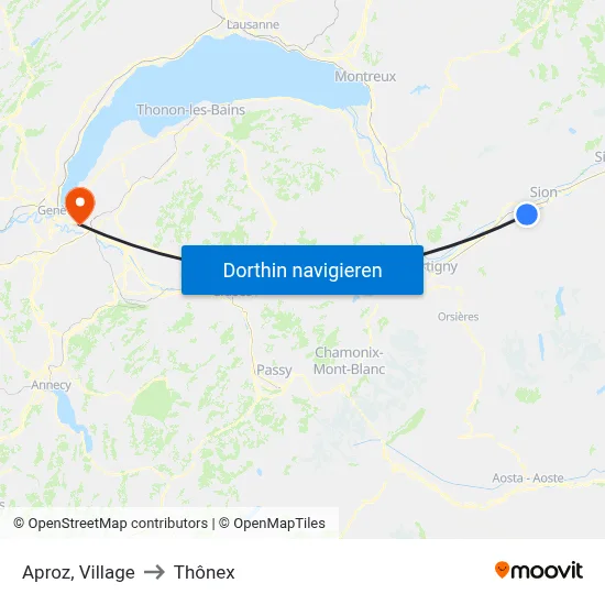 Aproz, Village to Thônex map