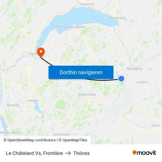 Le Châtelard Vs, Frontière to Thônex map