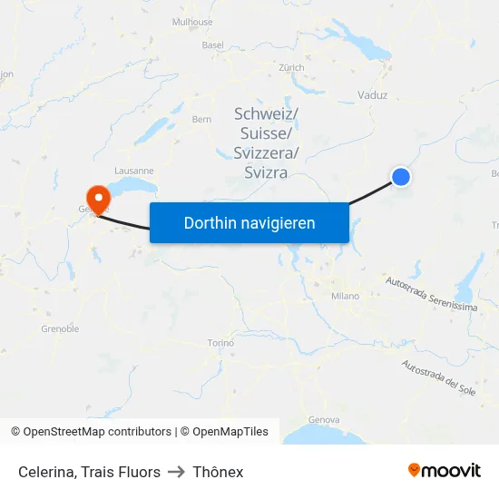 Celerina, Trais Fluors to Thônex map