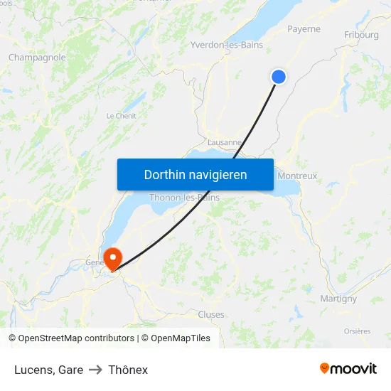 Lucens, Gare to Thônex map