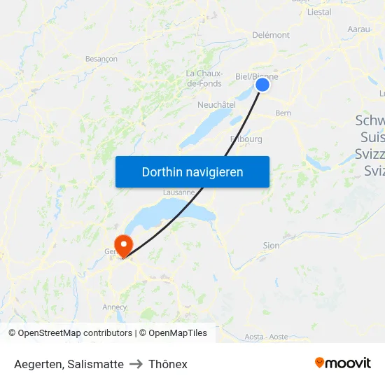 Aegerten, Salismatte to Thônex map