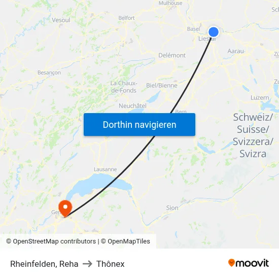 Rheinfelden, Reha to Thônex map