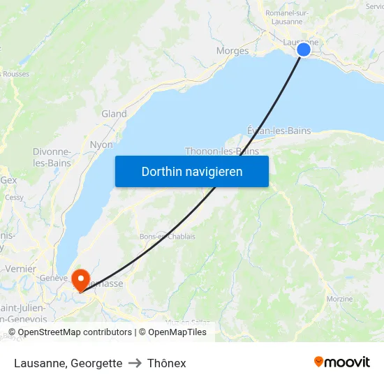 Lausanne, Georgette to Thônex map
