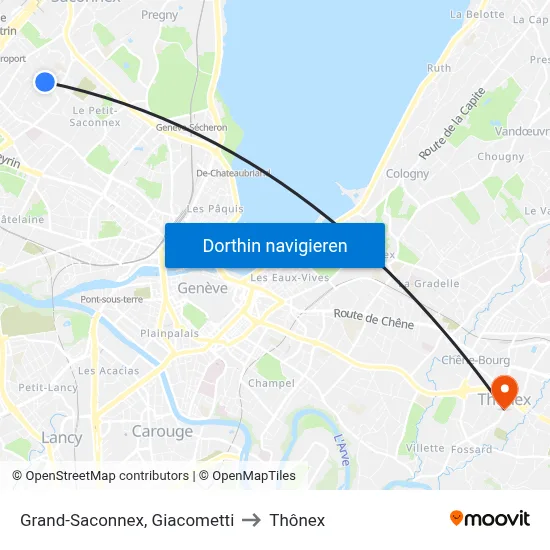 Grand-Saconnex, Giacometti to Thônex map