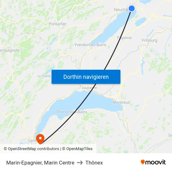 Marin-Epagnier, Marin Centre to Thônex map