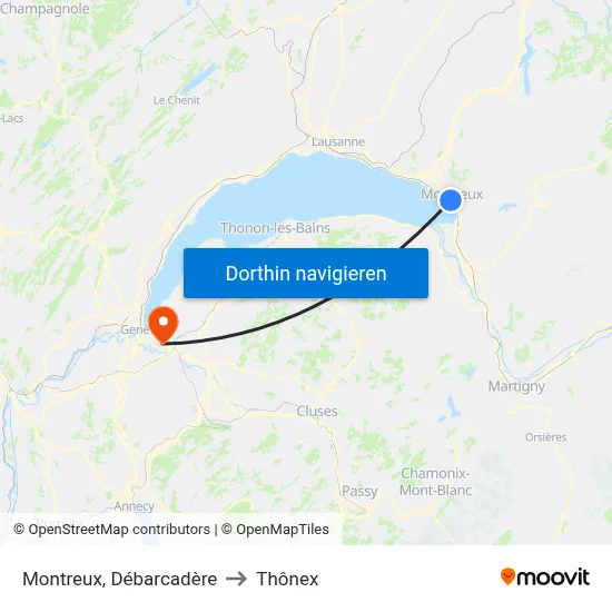 Montreux, Débarcadère to Thônex map