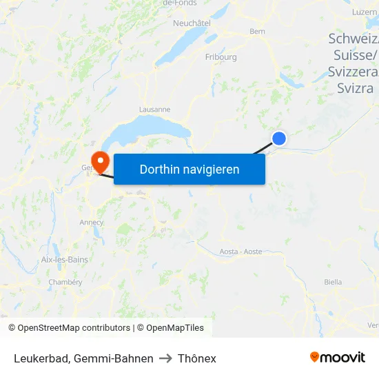 Leukerbad, Gemmi-Bahnen to Thônex map