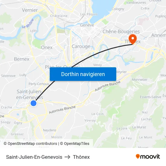 Saint-Julien-En-Genevois to Thônex map