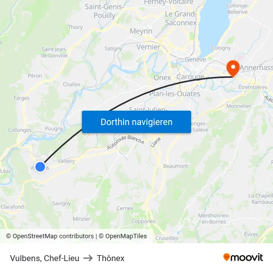 Vulbens, Chef-Lieu to Thônex map