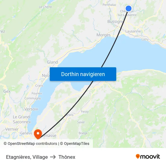 Etagnières, Village to Thônex map