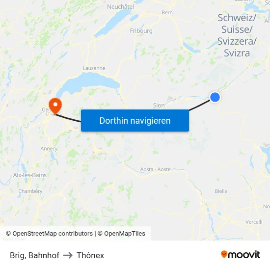 Brig, Bahnhof to Thônex map