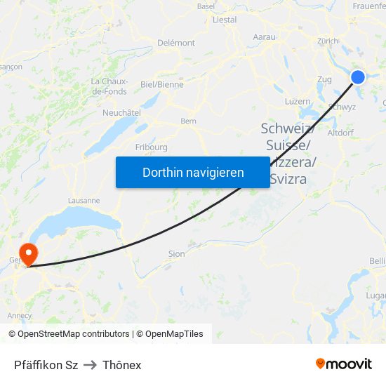 Pfäffikon Sz to Thônex map