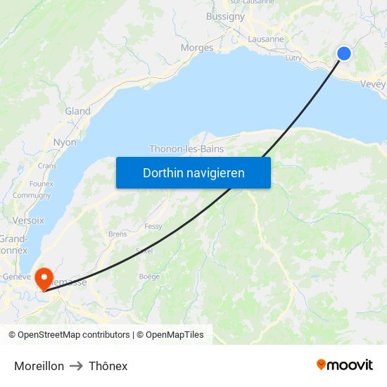 Moreillon to Thônex map